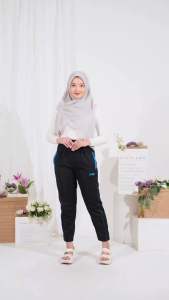 celana training panjang olahraga pria wanita dewasa f50 lembut nyaman slim fit resleting