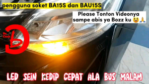 SATUAN Lampu LED Sein Mobil Kedip Cepat soket Bulat Putar 1156 BA15S P21W / BAU15S PY21W 33 mata Lensa - CEK FOTO dan DESKRIPSI