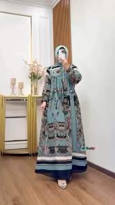 Gamis Ceruty Syari Viral Mewah Elegan Set Hijab Ld 110 Cm Pb 140 Cm