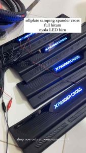 Sillplate Samping Xpander Cross full hitam LED nyala biru 4pc