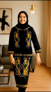Setelan Baju Dayak Wanita Motif Bordir