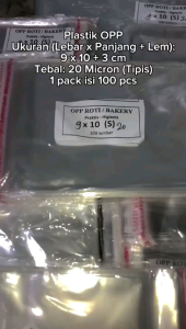 PLASTIK OPP 9X10 TEBAL 20 MIC/ PLASTIK KEMASAN KUE RISOL/ KUE PIA/ AKSESORIS WANITA