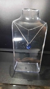 Pear Shape Blue Sapphire Necklace w/ Heart shape back pendanr