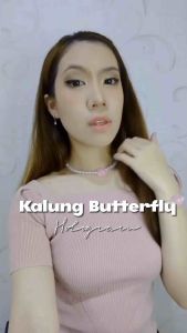 Posie Butterfly Holo Beads Necklace Kalung Kupu Kupu Hologram Warna Warni Choker Necklace