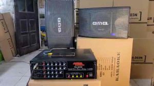 Bộ karaoke gồm amply 8 sò lớn và đôi loa bass 25 từ kép và tép từ kép