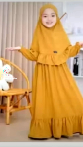 fatima maxi dress with hijab set for kids muslim fashion