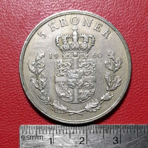 Koleksi koin kuno Denmark Lawas 5 kroner 1960
