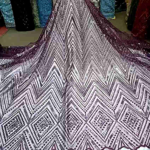Murah! Tulle bordir Full payet Squenn Bahan kebaya motif Zigzag