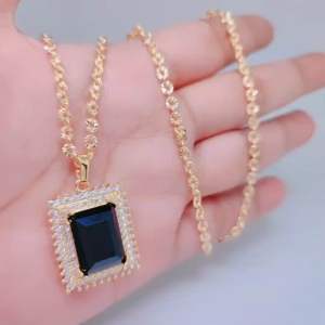 Kalung Hijab Mata Hitam Cantik Mewah 60 cm Perhiasan Aksesoris Berlapis Emas