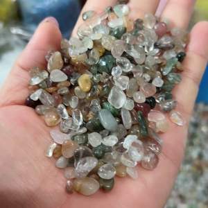 ✨ หินไหม5 สี 3-6มิล( Rutile Quartz ) หินทรงก้อนกรวด100 กรัม