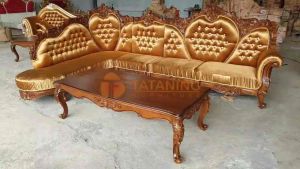 SOFA SUDUT LOVE KAYU JATI FINISHING MEJA TAMU UKIR DEKORASI RUANG INTERIOR MURAH KOPI TATANING FURNITURES JEPARA