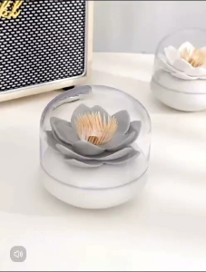 OHHDEER Lotus Cotton Swab Holder Small Q-Tips Toothpicks Storage Organizer Cotton Bud Storage Case