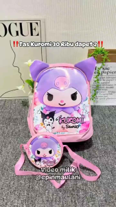 TAS KUROMI SANRIO TAS ANAK SEKOLAH PAUD TK UNTUK PEREMPUAN KARAKTER MOTIF KUROMI SANRIO MELODY TERBARU 2024
