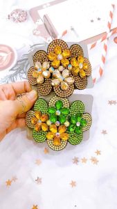 Kẹp tóc đính đá 4 hoa sang trọng gọng kẹp 10cm - Phụ kiện tóc nữ - Women