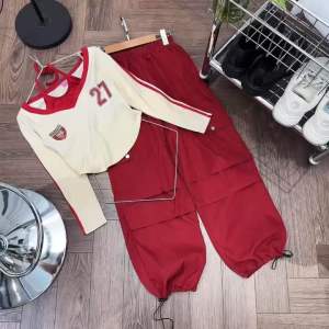 Set quần dài rút ống phối áo 2 món có đệm ngực