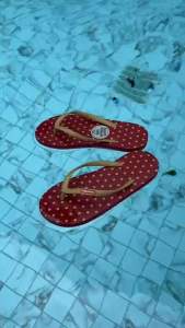 รองเท้าแตะ Hippo Bloo HPD4  สายเล็ก ลายจุดสีส้มอิฐตัดขาว ใส่ได้ทั้งชายหญิง เลือกสีได้ รองเท้าอยู่บ้าน รองเท้าแตะหูหนีบ แบรนด์คนไทย