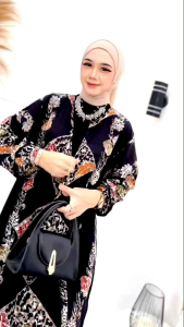 setelan atas bawah batik motif kekinian adem dan nyaman oneset panjang