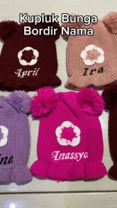 Kupluk Kerpus Anak Motif Bunga Free Bordir Nama
