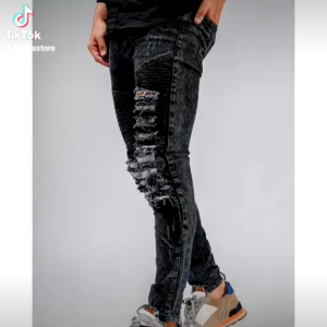 Celana Jeans Bikers Ripped Jeans Streetch Skinny Fit Celana Bikers Sobek Slim fitting Stretch