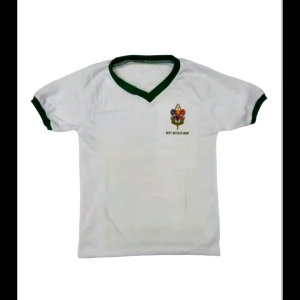 Boy Scout BSP White T-Shirt with Green Trim and Logo for Kids