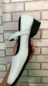 SEPATU PANTOFEL KULIT FORMAL PASKIB PUTIH HAK 3CM