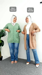 Cardigan Wanita Terbaru BigSize Knit Delyla Mint Hitam Cokelat Jumbo