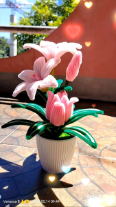 handmade crafts lily flowers in pot with tulips perfect for souvenirs decorationsdisplay center table gifts and souvenirs for christenings weddings b-day parties and many more occasions.