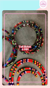 Tali Bulat 6mm Bahan Kain Warna Warni Per Meter