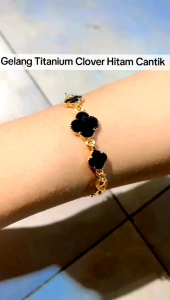 GELANG TITANIUM FASHION BUNGA CLOVER ANTI LUNTUR DAN ANTI KARAT