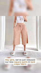 Tokong Square Pants Bark Crepe Fabric w/2 side pockets Freesize (Small to XL)