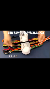 Tali Sepatu Invisible Lock System Metal Hitam Putih