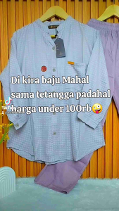 Setelan Wanita Kotak Jumbo Oneset Murah Bahan Super Adem Celana Polos Ld 120 Model Kerah Sanghai