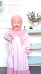 Fashion muslim anak | one set gamis Zahra premium bahan katun jepang mix Jersey korea | gamis anak-anak lucu | gamis anak 2025 realpict