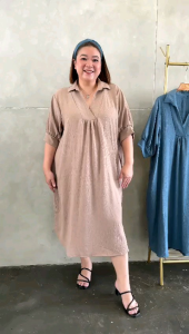 Jumbo Big Size Dress Santai Terusan Polos Wanita XXXL Amina