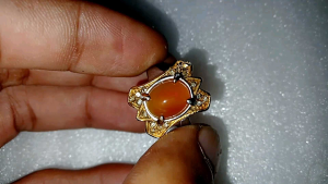 Cincin Batu Akik Sulaiman Agate Orange Carnelian Chalcedony Ring Titanium Size 6 For Lady