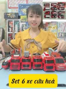 Sét hộp 6 xe cực lớn- Đồ chơi Xe cảnh sát xe cứu hộ xe cứu thương máy bay trực thăng Xe Poli Xe công trình cứu hoả … Ô tô đồ chơi trẻ em