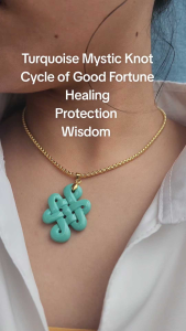Natural Stone Infinity Turquoise Mystic Knot Pendant Vermeil Gold Non fading non pawnable Necklace