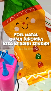 BALON FOIL STANDING NATAL KAKI snowmansalju santa claus merry christmas pentas desember berdiri instant merah hijau rusa