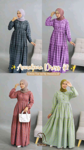 ANNALUNA DRES 1 2 & 3 - GAMIS BAHAN TARTAR DENGAN MOTIF KOTAK KOTAK KEKINIAN BY ANNAIRA.ID