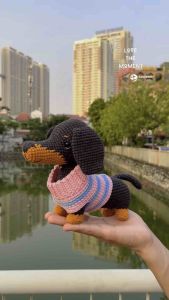 Chó Lạp Xưởng Móc Len Handmade Dễ Thương – Thú Bông Len Trang Trí Bàn Quà Tặng Ý Nghĩa Cho Người Yêu Thú Cưng [Ảnh Thật]