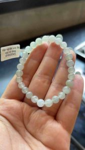 [Type A] Vòng Tay Ngọc Phỉ Thuý Tự Nhiên - Chuỗi Băng Lam Nhạt hạt 7mm - Kèm Kiểm Định