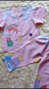 Piyama Anak Perempuan 6-7 Tahun Bahan Katun Tanpa Kerah