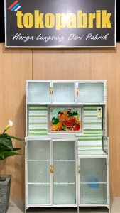 Rak Piring 3 Pintu Rak Piring Kaca 2 Pintu Kerangka Alumunium Kuat dan Kokoh