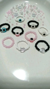 Cincin dan gelang Cople series (Isi 3pcs )bedring mata/beds Love/ polos/ SATU paket gelang dan cincin tali kulit hitam anti air