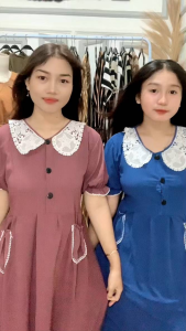 Daster Wanita Dewasa Amanda Renda Kerah Busui Kancing Depan