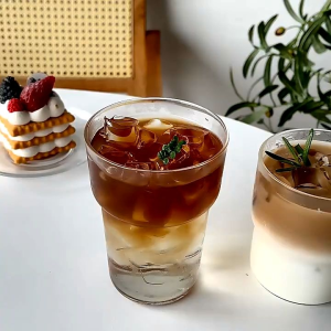 [SG stocks]360ml/450ml Retro design heat-resistant glass cup for drinking water latte juice milk tea