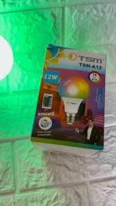 หลอดไฟเปลี่ยนสี RGB 38W - TSM 12w RGB หลอดไฟ led เปลี่ยนสีได้ ขั้วหลอด E27 มีรีโมทควบคุม 16 สี เล่นจังหวะไฟเธคได้