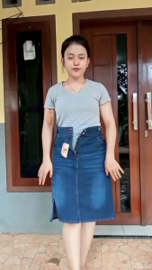 ROK JEANS StRETCH PENDEK/BELLAH SAMPING/PINGGANG KARET/M-LXL