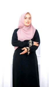 Abaya Jetblack Queen S-XXL / Gamis Hitam Polos Lengan Renda Pita