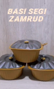 (BUBBLEWRAP) BASI SEGI ZAMRUD PLASTIK TEMPAT WADAH SAJI PRASMANAN + CENTONG